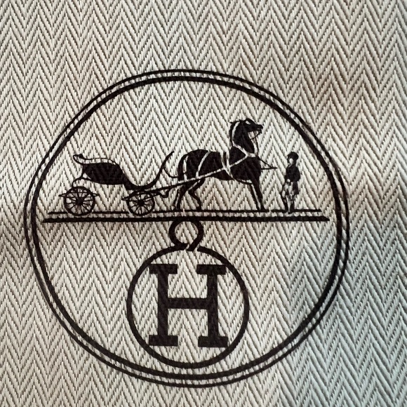 Authentic Hermes Paris Herringbone Dust Bags Set of 2 Drawstring Storage Pouches - Picture 4 of 9